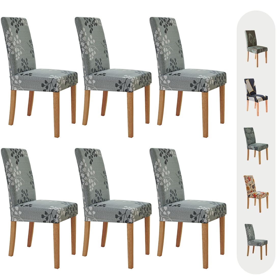 Stretch Dining Chair Covers 6-Pack - Washable Spandex Slipcovers for Parsons Chairs | Blue Kitchen & Dining Room Chair Protectors | Perfect for Home Decor, Parties & Everyday Use