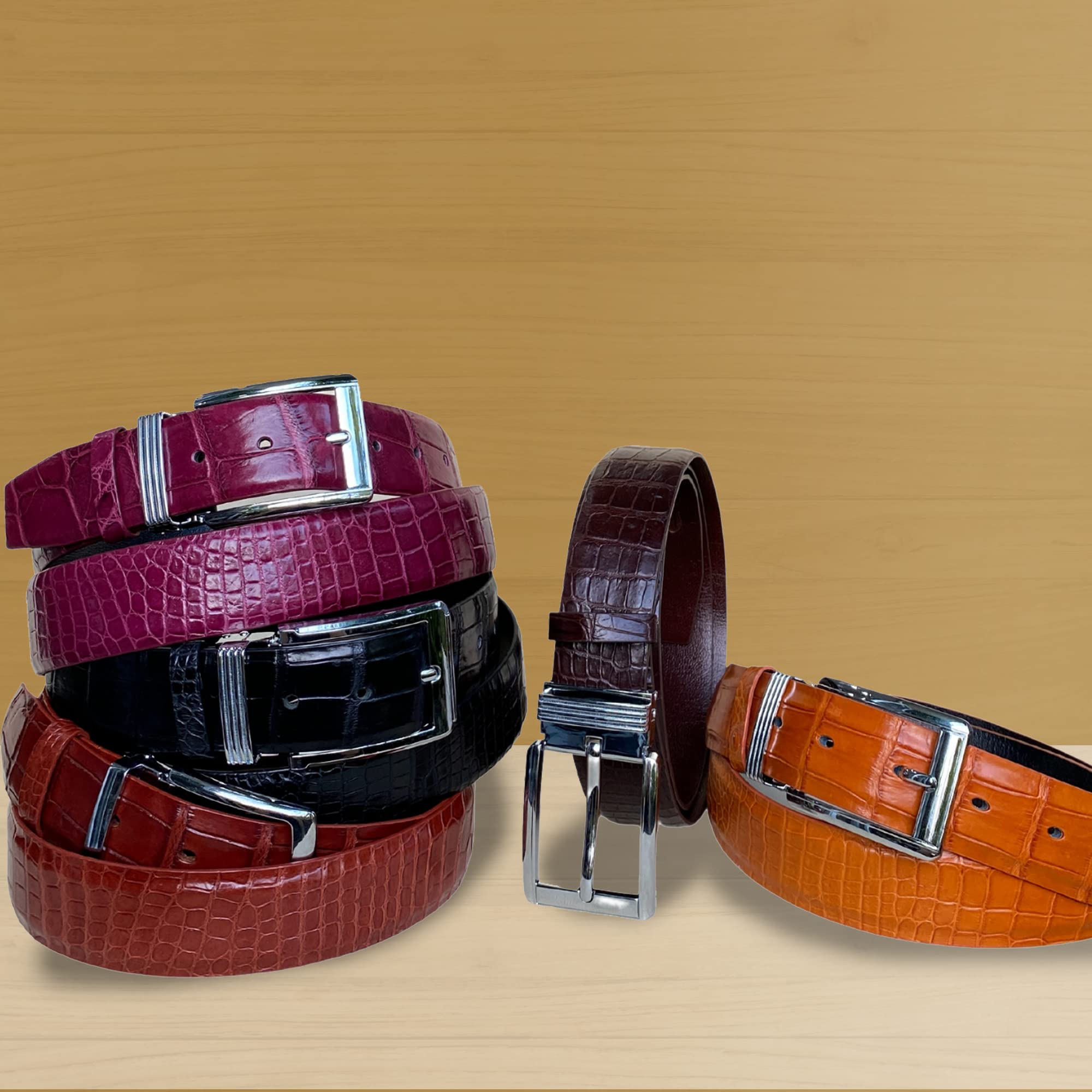 Alligator Leather Belt for Men - Handmade Genuine Leather Dress Belt with Durable Buckle - Classic Fashion Gift for Dad, Boss, Teacher - Perfect for Office, Wedding & Formal Occasions