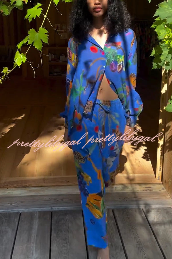 Stylish Floral Print Long Sleeve Blouse with Elastic Waist Wide Leg Pants Set - Women's Casual Outfit for Work, Date Night & Spring Fashion