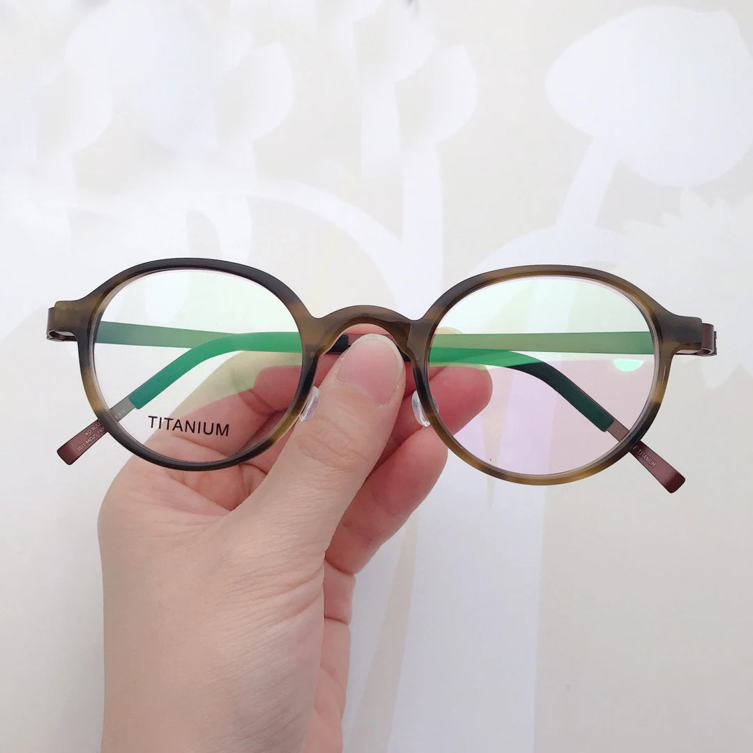 Stylish Black Unisex Full Rim Round Screwless Titanium Eyeglasses Frame 49101 - Perfect for Reading, Work & Everyday Fashion