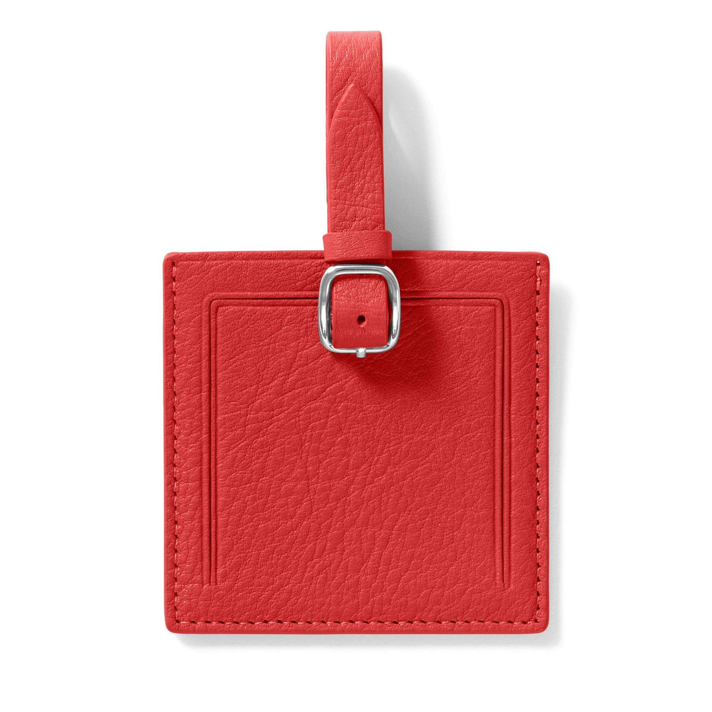Leatherology Scarlet Small Square Leather Luggage Tag - Durable Travel Accessory for Suitcases, Bags & Backpacks | Perfect for Business Trips & Vacations