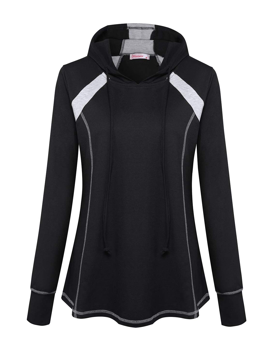 Misswor Women's Long Sleeve Athletic Hooded Pullover Hoodie - Workout Running Sports Top for Gym, Yoga & Outdoor Activities