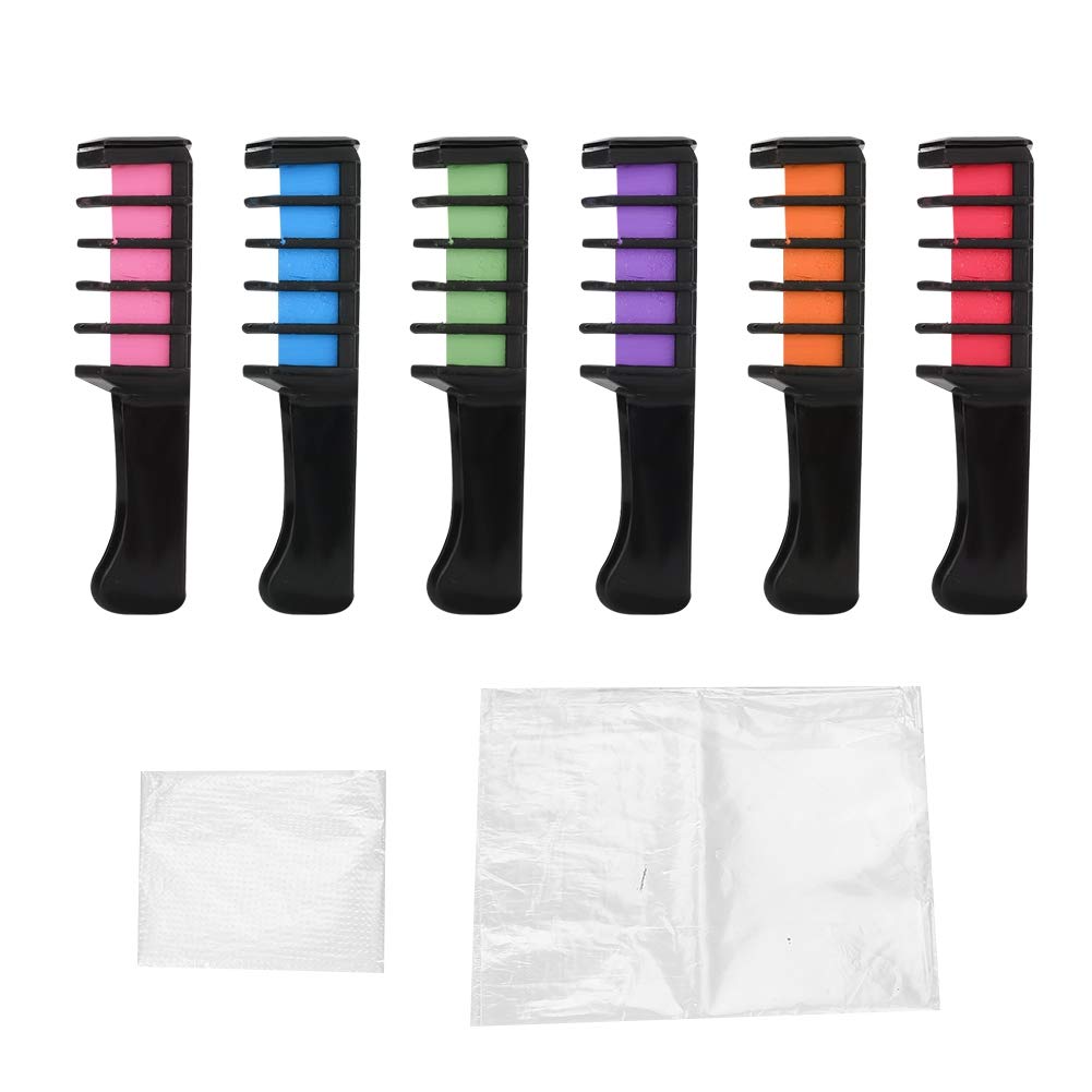 6-Color Disposable Hair Chalk Dye Comb Set - Temporary Hair Coloring Tool for DIY Styling & Hairdressing Accessories | Perfect for Parties, Halloween & Costume Events