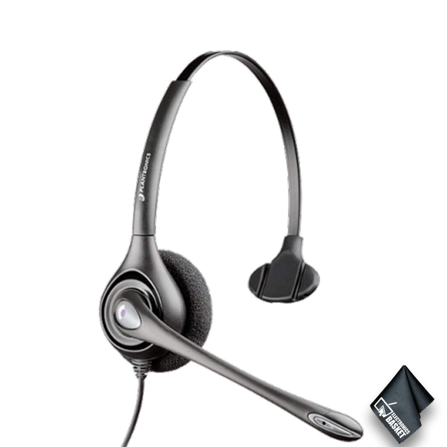 Plantronics H251H SupraPlus Wideband Monaural Headset (87128-01) - Noise Cancelling Office Headset with Microphone for Call Centers, Business, Remote Work & Teleconferencing