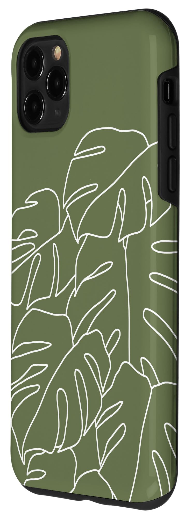 iPhone 11 Pro Max Case - Monstera Leaf Botanical Design, Tropical Plant Pattern, Olive Khaki Green Protective Cover | Perfect for Nature Lovers, Travel & Everyday Use