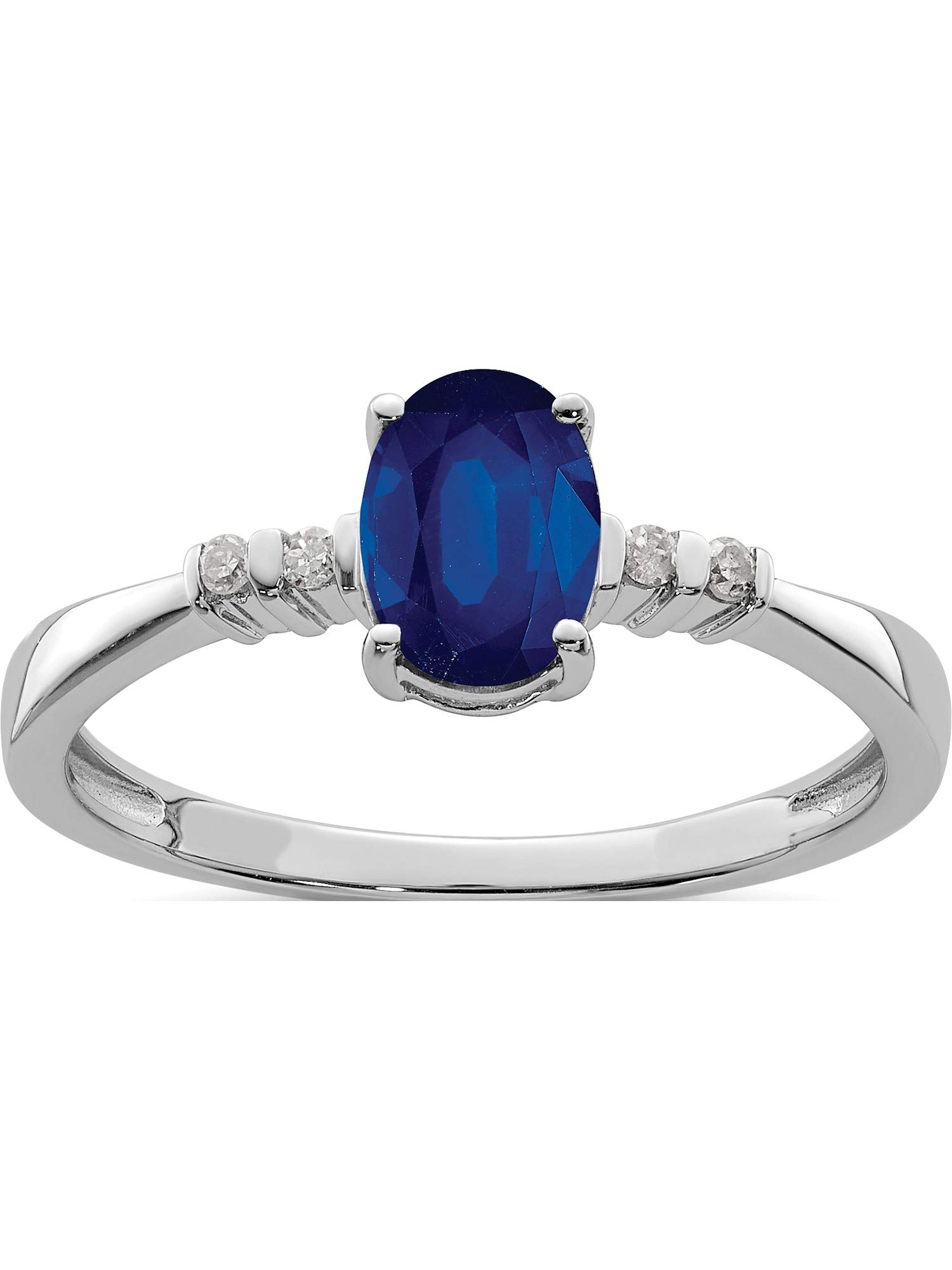 Sterling Silver Rhodium Plated Diamond & Sapphire Oval Ring for Women - Elegant Bridal & Engagement Jewelry by Sweet Pea | Perfect for Weddings, Anniversaries & Special Occasions