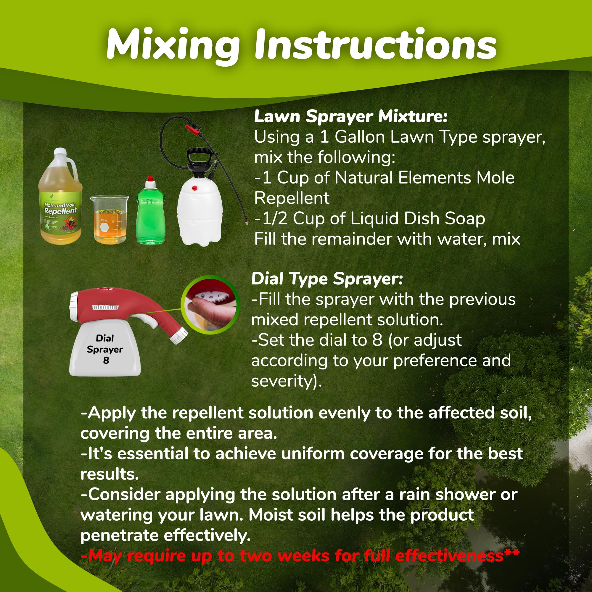 Natural Elements Mole and Vole Repellent - 100% Pure Castor Oil Formula | Safe for Pets & Non-Toxic | 4 Gallon Ready-to-Use Spray | Effective Yard & Garden Protection Against Burrowing Pests | Ideal for Lawns, Flower Beds & Vegetable Gardens