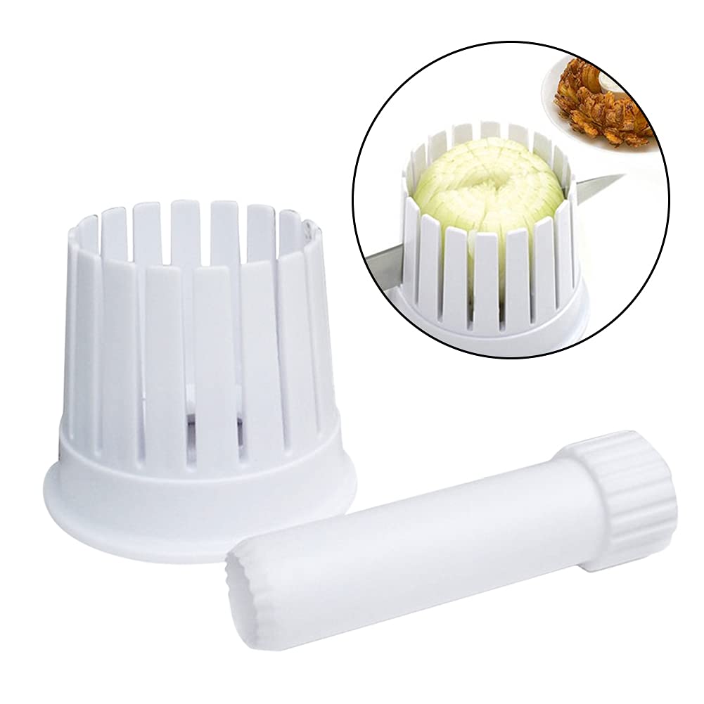 Blossom Maker Onion Slicer - Professional Vegetable & Fruit Cutter Tool for Perfect Fried Onion Rings - Easy Kitchen Gadget for Salads, Burgers & Appetizers (White)