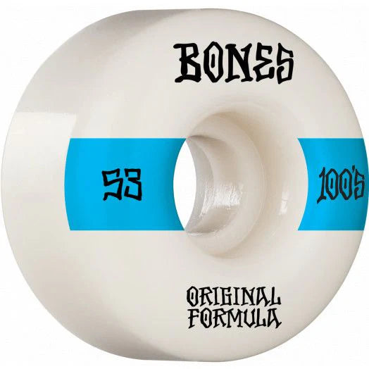 Bones V4 Wides 100's Wheels 53mm - High Performance Skateboard Wheels for Street, Park & Cruising - Smooth Ride & Durable Construction