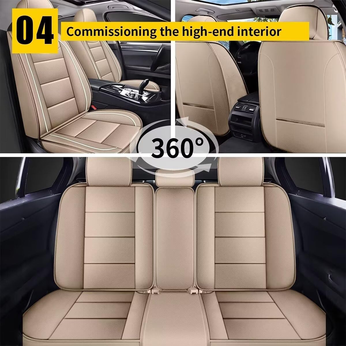Premium Faux Leather Car Seat Covers Full Set for Subaru Crosstrek 2016-2024 - 5-Seat Protection Cushion (Beige) | Durable & Comfortable for Daily Commute, Road Trips & Family Adventures