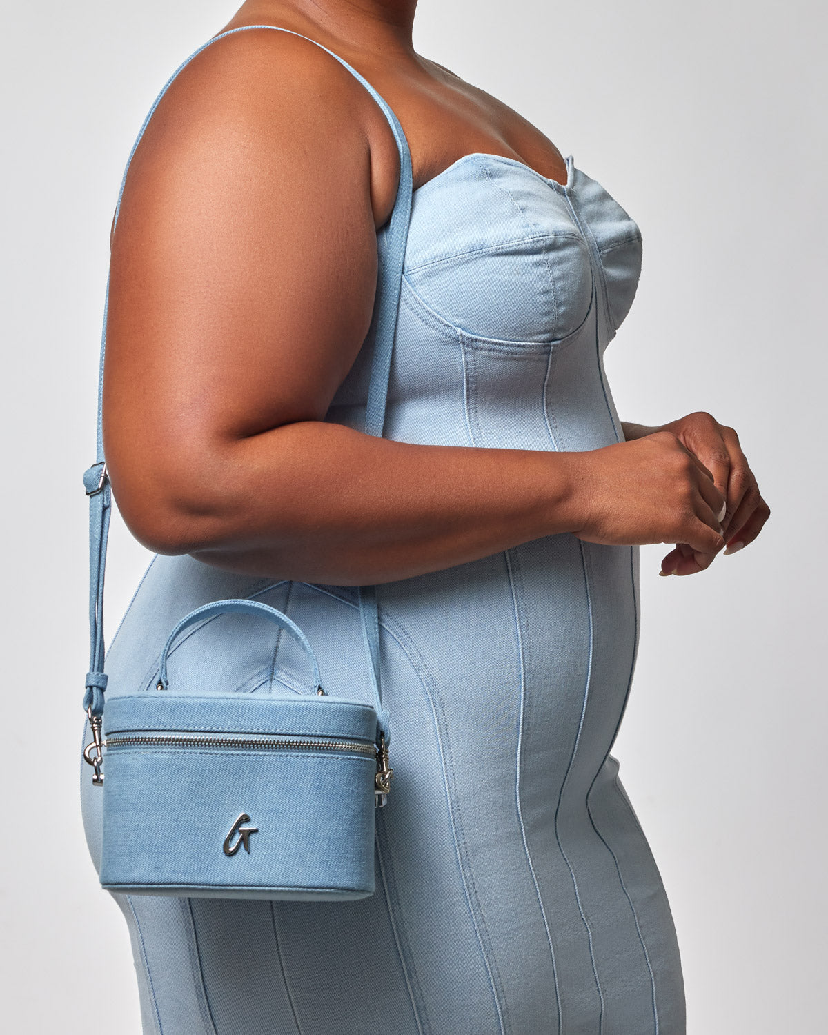 JUMBO DENIM SILVER VANITY BAG - Large Women's Fashion Shoulder Purse for Travel, Shopping & Everyday Use