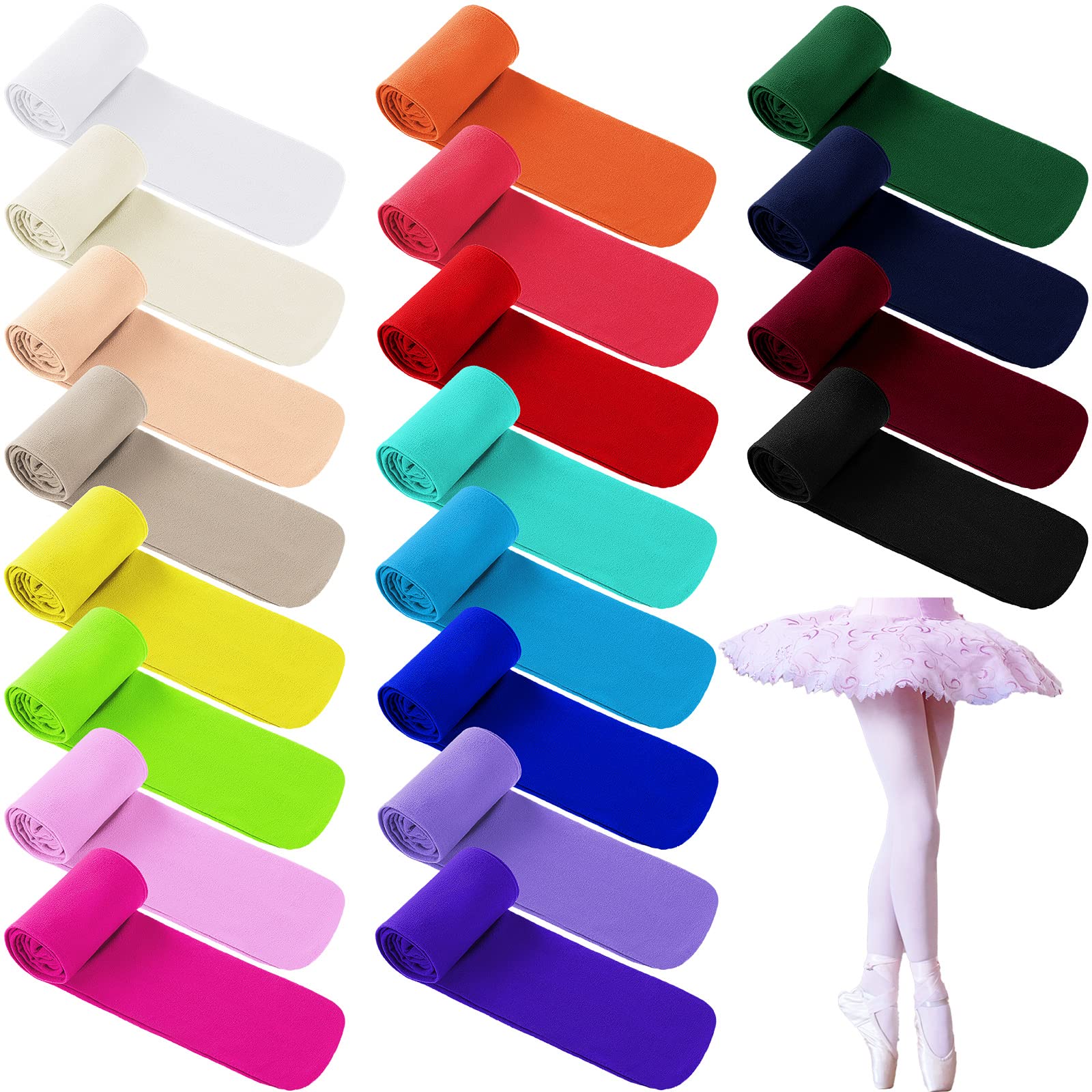 20 Pairs Girls Ballet Tights - Soft Elastic Toddler Dance Footed Tights for Ballet Class, School Uniform & Costume - Bulk Pack for Dance Recitals & Performance Practice