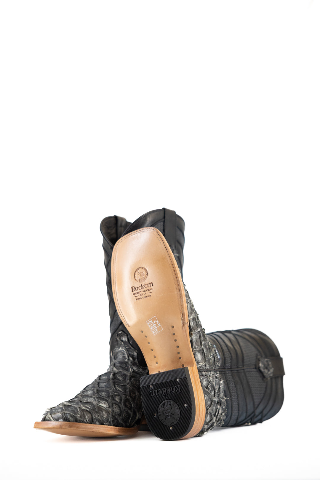 Prescott Pirarucu Exotic Leather Square Toe Cowboy Boots for Men - Western Riding, Country Dance & Outdoor Adventures