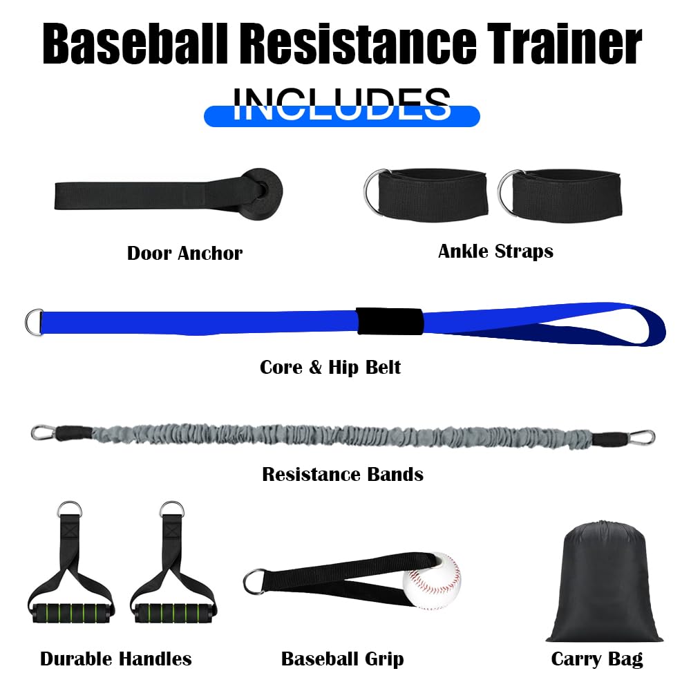 Baseball & Softball Training Resistance Band - Core & Hip Belt for Batting Practice | Arm Strength & Swing Flexibility Trainer | Perfect for Home, Gym & Field Workouts