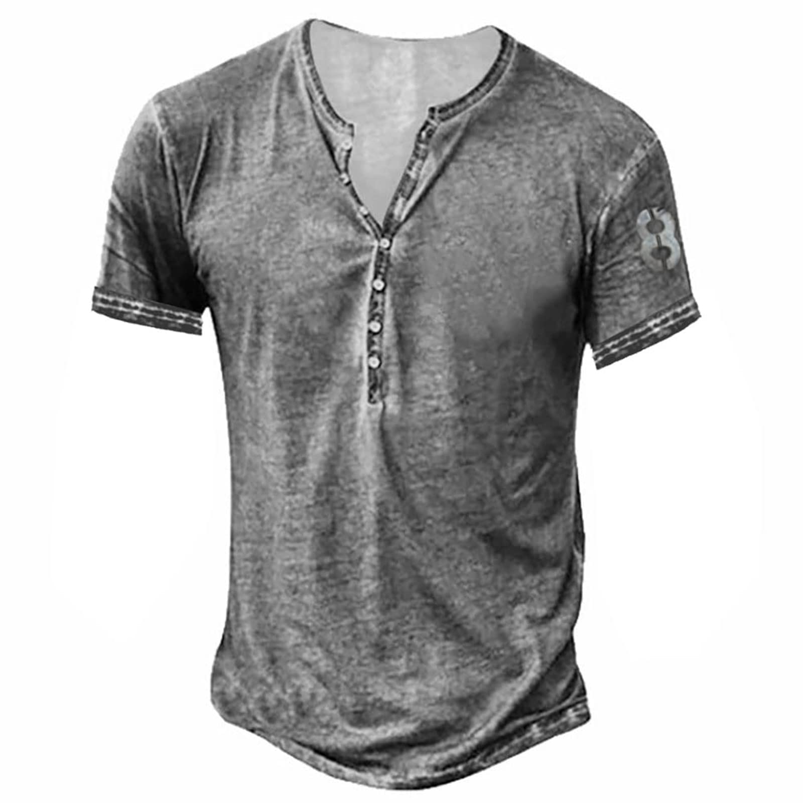 Men's Short Sleeve Henley Shirts - Casual Graphic Acid Washed Streetwear T-Shirts | Lightweight Workout Tee for Gym, Running & Everyday Wear