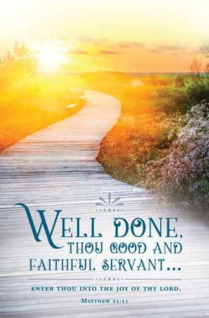 Warner Press Funeral Bulletin - Well Done (Matthew 25:21) - Pack of 100 - Memorial Service Program for Christian Funerals & Celebration of Life Ceremonies