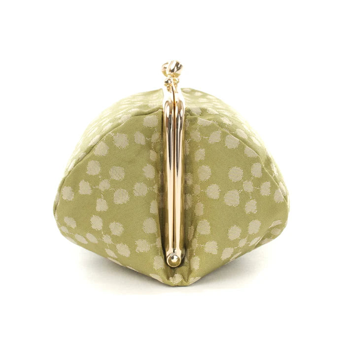 Nishijin Woven Small Pouch - Plum Blossom & Muted Greenish Yellow | Handmade in Kyoto Japan | Cosmetic & Makeup Organizer | Japanese Gamaguchi Style | Travel Toiletry Bag | Stationery Pouch | Bag-in-Bag Organizer | Perfect for Daily Essentials, Travel & Gift Giving