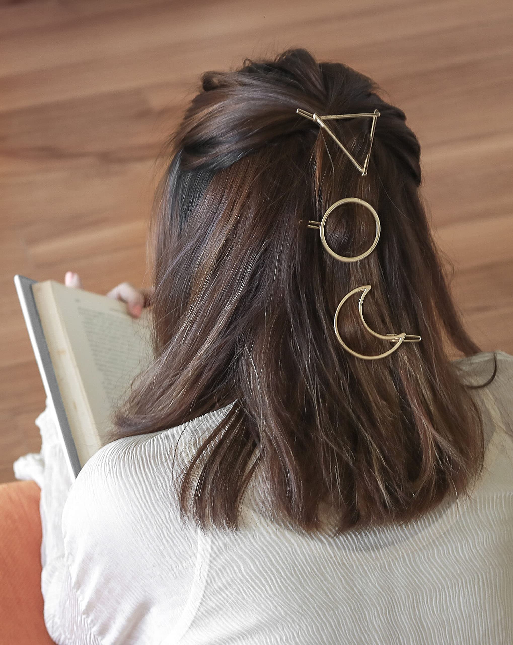 Geometric Hollow Metal Hair Clips for Women - 12pc Set for Party & Wedding