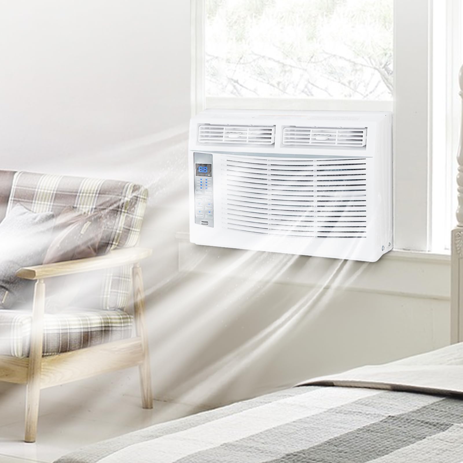 6000 BTU Smart WiFi Window Air Conditioner with Remote Control - Energy Efficient, Easy Installation Kit - Cools Rooms Up to 250 Sq.Ft - Perfect for Bedrooms, Small Offices & Apartments
