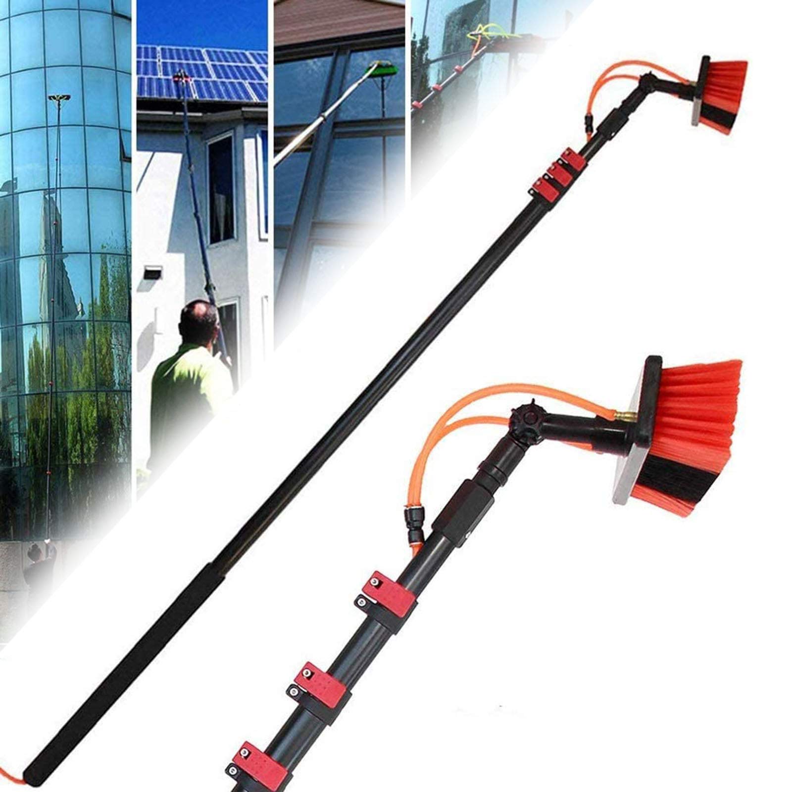 3.6M-11M Solar Panel & Window Cleaning Brush with Extendable Pole - 12FT/3.6M Telescopic Cleaning System for Home & Commercial Use - Perfect for Roof, High Windows & Solar Panel Maintenance
