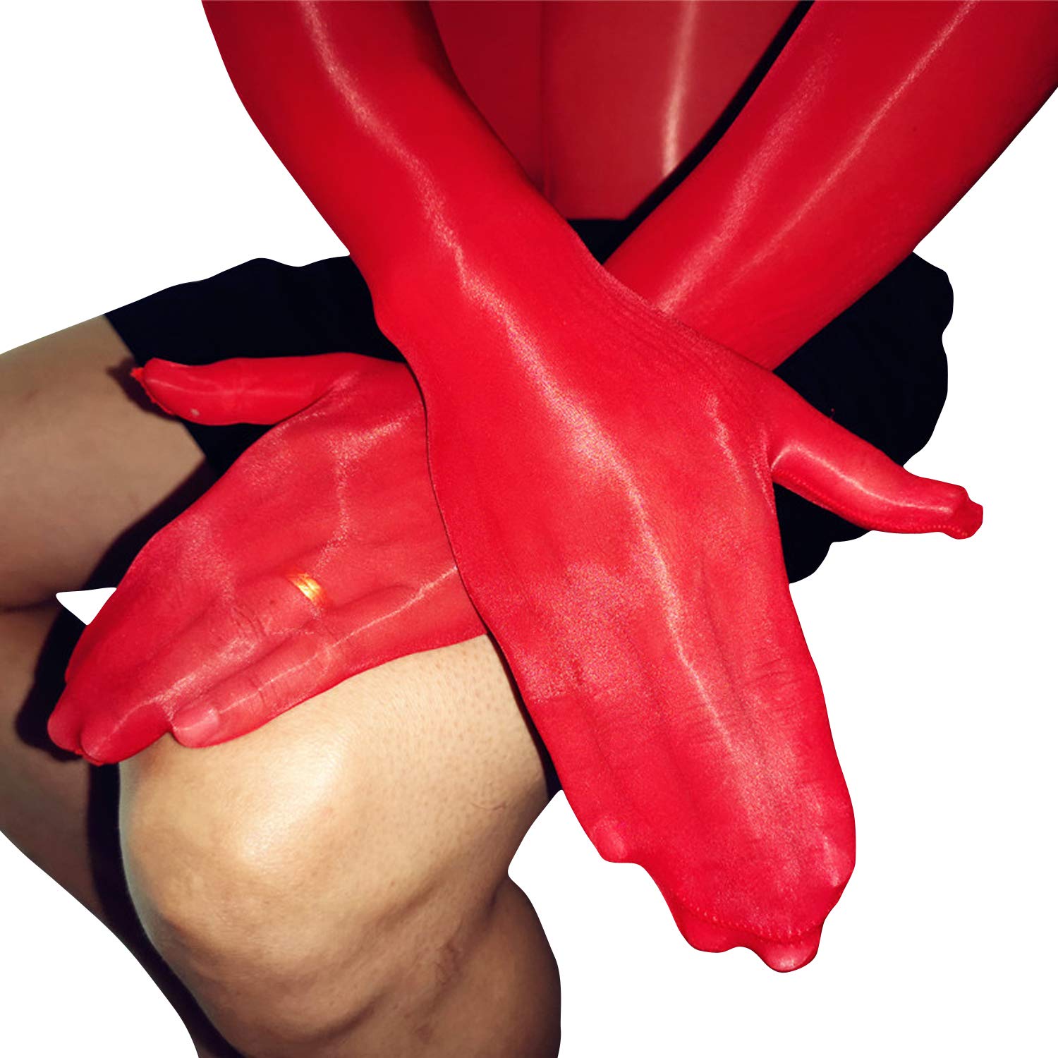 Sexy Sheer Stockings for Men - High Shine Opaque Tights with Garter Belt - Perfect for Cosplay, Roleplay & Sensual Nights