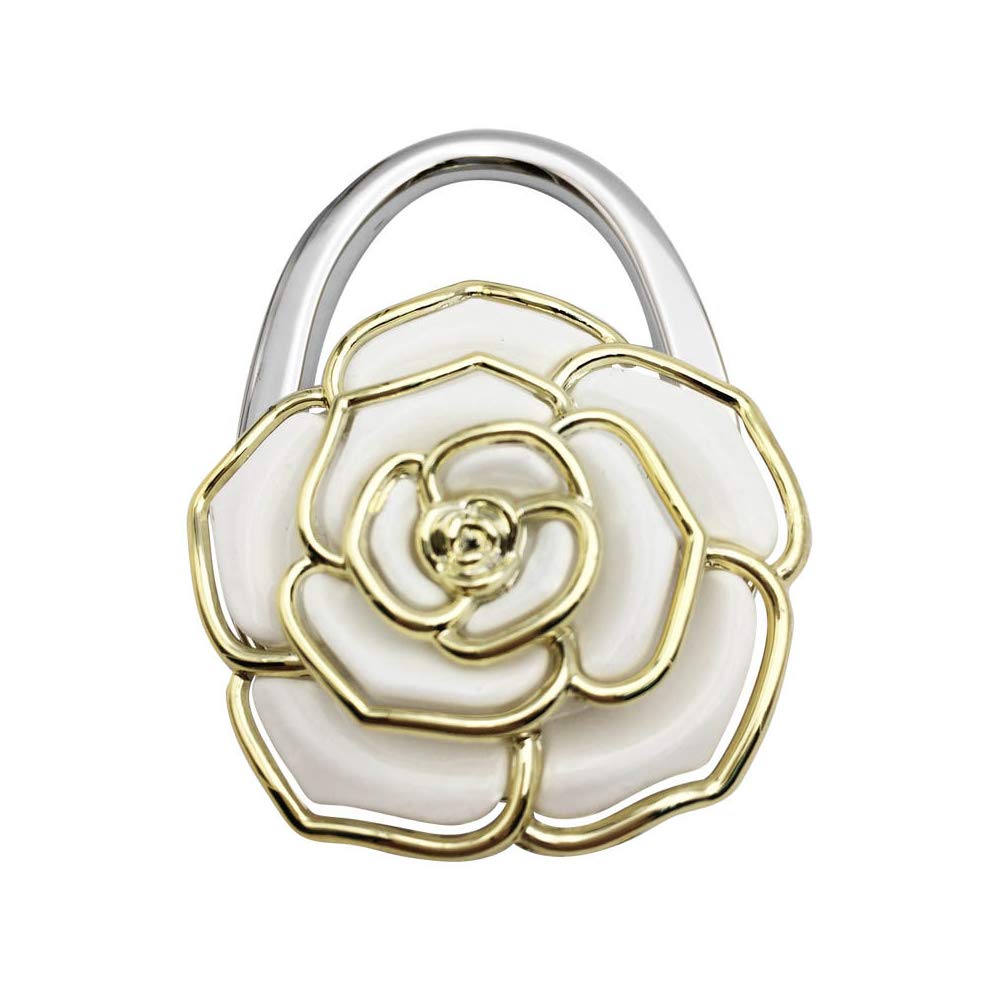 Elegant Rose Gold Foldable Purse Hook Hanger - Portable Handbag Holder for Dining Tables, Restaurants & Travel - Durable Bag Storage Organizer for Women