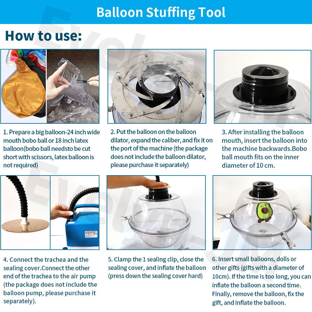 Balloon Stuffing Machine Kit - 13.7 Inch Diameter Gift Wrapping Tool for Wedding, Birthday Party Decorations - Includes 1-5 Pack (13.7x13.7x11.8 Inch) - Perfect for DIY Gift Packaging, Event Styling & Balloon Arch Displays