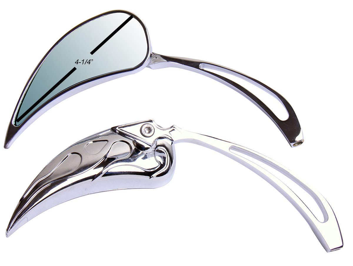 Mini Chrome Tear Drop Motorcycle Mirrors for 2013 Aprilia Tuono V4R - Sleek Side View Mirrors for Enhanced Safety and Style on Cruiser Bikes