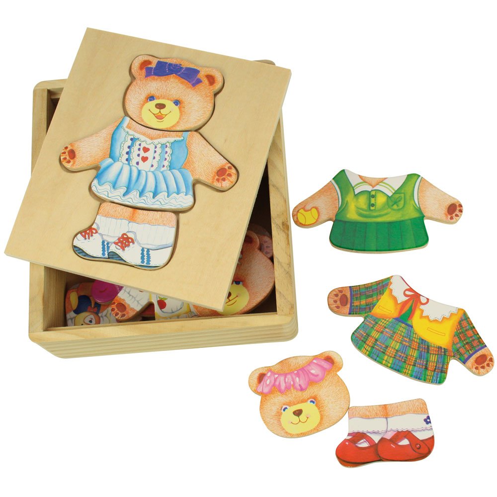 Bigjigs Toys Mrs Bear Dress Up Puzzle with Storage Box - Wooden Educational Toy for Kids, Preschool Learning Activity, Gift for Toddlers - Perfect for Home, Classroom & Playroom Fun