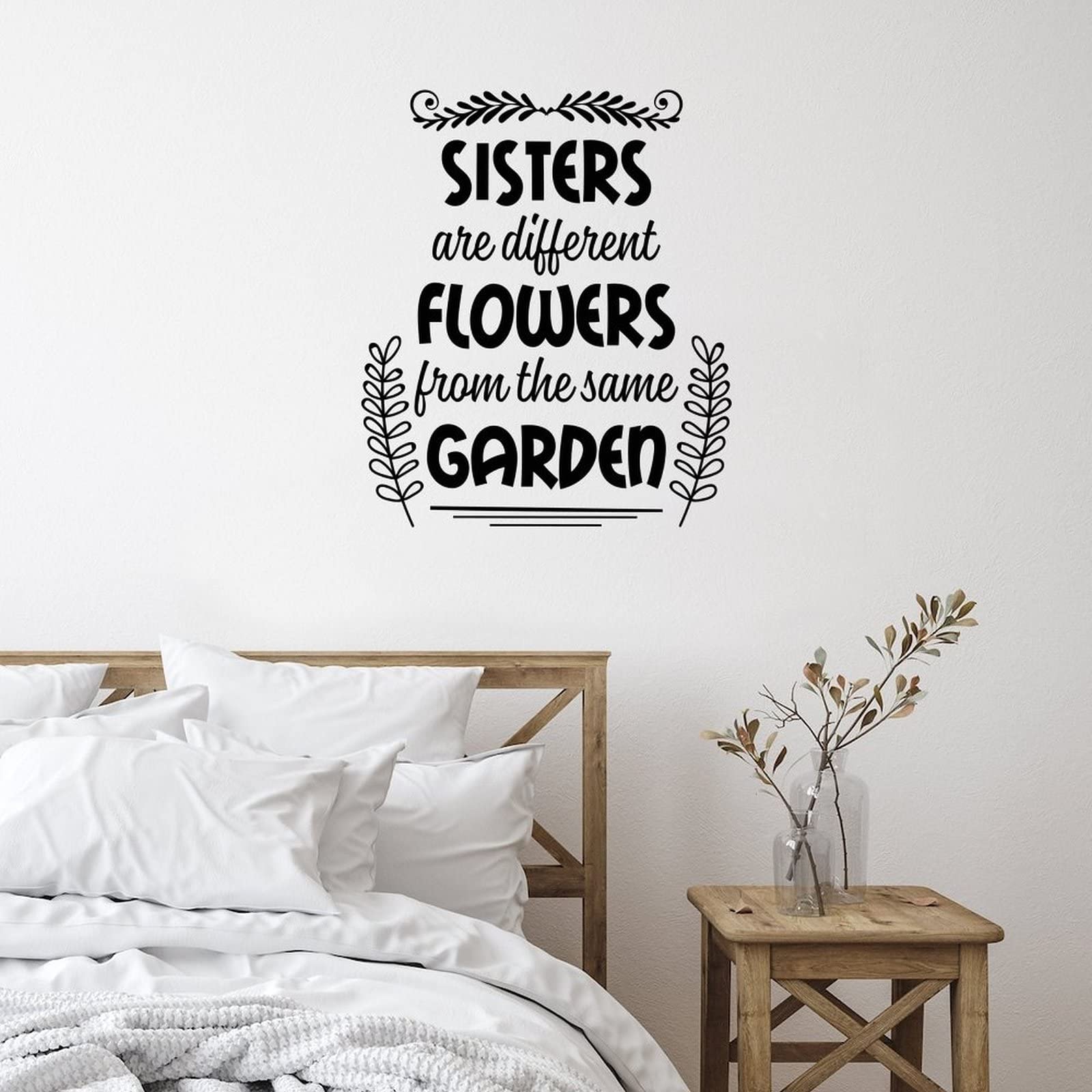 Sisters Are Different Flowers from the Same Garden - Inspirational Vinyl Wall Decals for Bedroom, Party & Home Decor - Perfect for Nursery, Living Room & Gift Giving