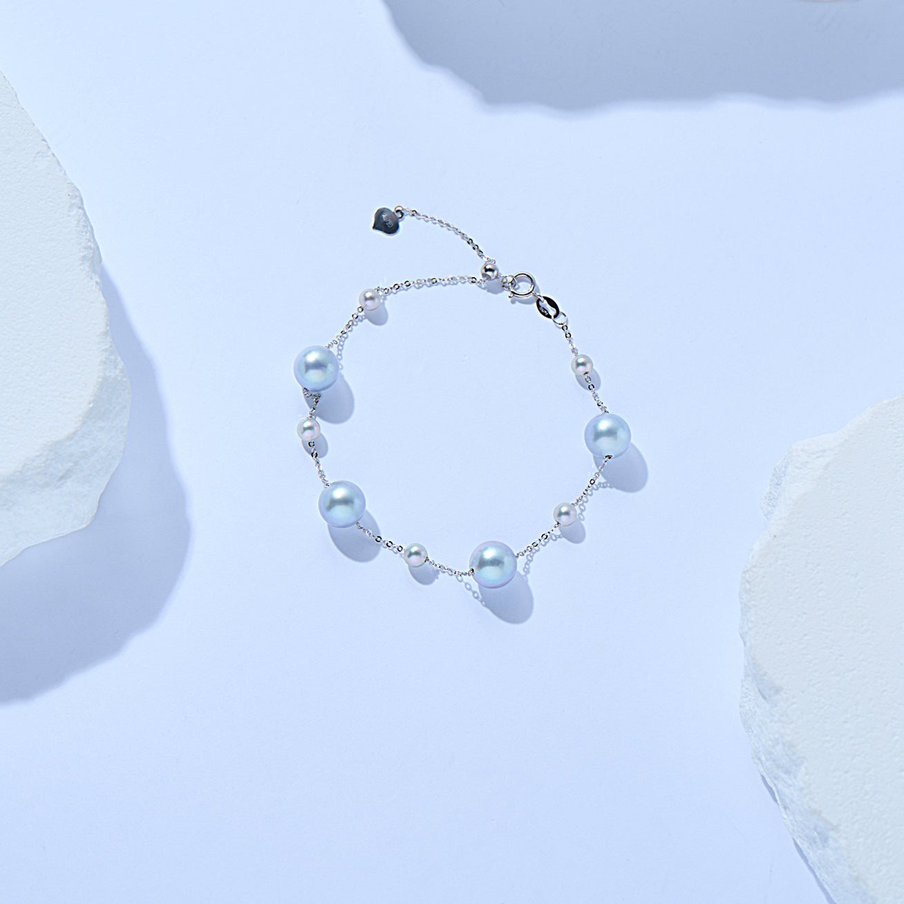 18K Solid Gold Silver Blue Akoya Pearl Bracelet KB00057 - Elegant Jewelry Gift for Women, Perfect for Weddings, Anniversaries & Special Occasions