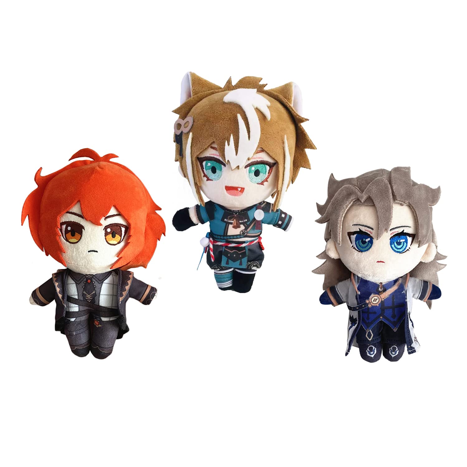 Gorou Albedo Diluc Anime Plush Doll Set - Cute Genshin Impact Character Stuffed Toys for Collectors, Fans & Gift Giving | Perfect for Bedroom Decor, Cosplay Props & Gaming Room Display