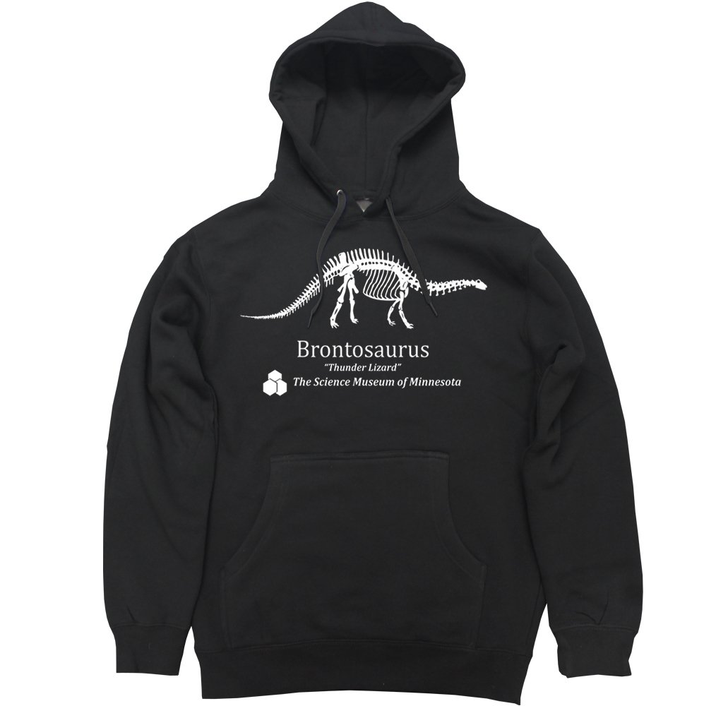 FTD Apparel Men's Brontosaurus Dinosaur Hoodie - Soft Fleece Pullover Sweatshirt with Kangaroo Pocket for Casual Wear, Outdoor Activities & Gifts