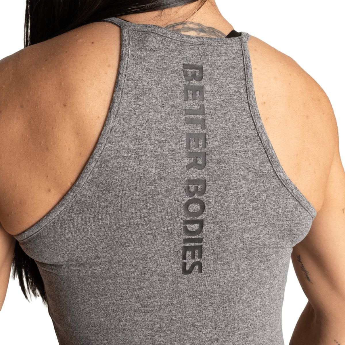 Better Bodies Performance Halter Top - Graphite Melange - Women's Workout & Yoga Apparel for Gym, Running & Fitness Training