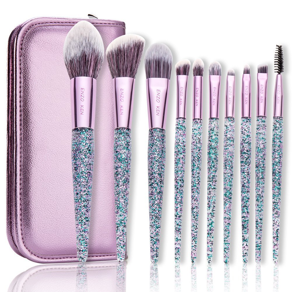 10Pcs Professional Purple Makeup Brush Set - Foundation, Blush, Powder & Eyeshadow Brushes for Flawless Blending | Perfect for Daily Makeup, Travel & Professional Makeup Artists