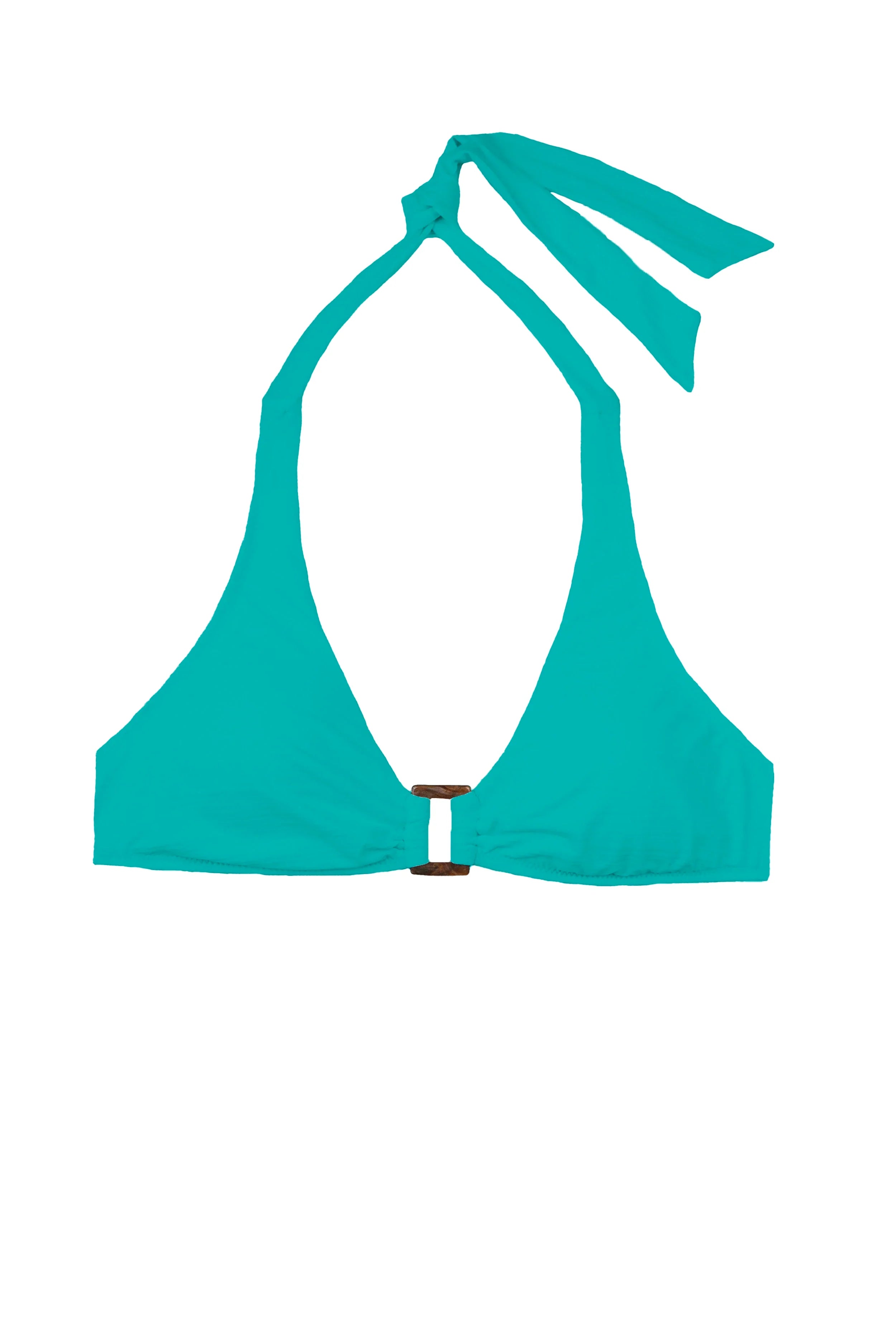 Textured Seafoam Aqua Tortoise Halter Top - Stylish Women's Swimwear for Beach Vacation & Pool Party