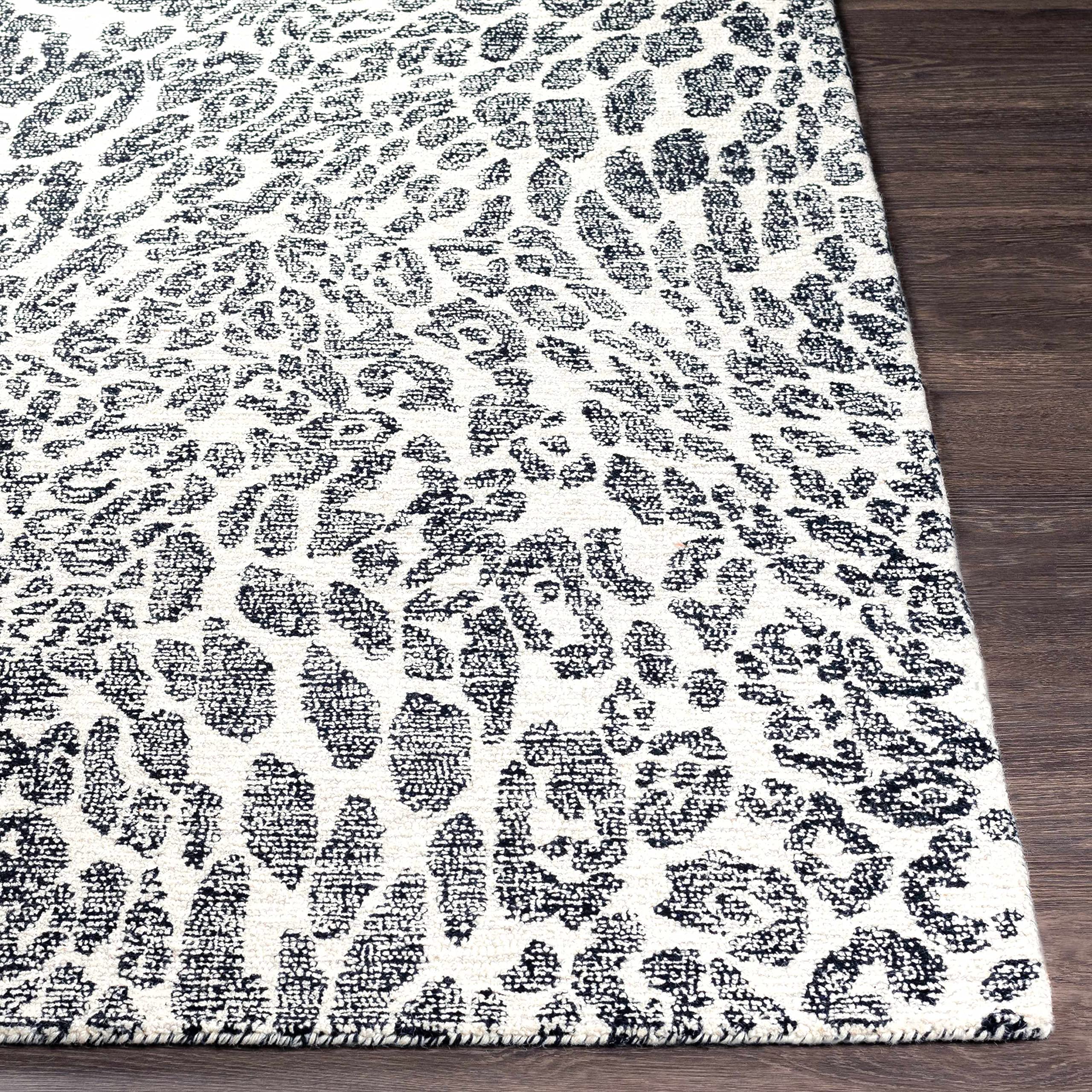 Premium Hauteloom Baggs Wool Area Rug for Living Room & Bedroom - Modern Black, Gray, Beige - Soft 2' x 3' - Perfect for Cozy Home Decor & High-Traffic Areas