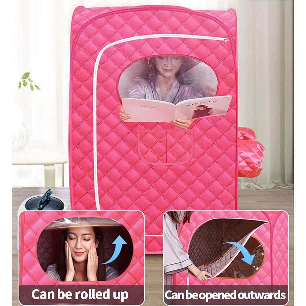 Portable Home Steam Sauna Tent - 2L Personal Sauna with Wireless Remote Control, 95-Minute Timer, Red | Relaxation & Detox for Spa, Yoga, and Home Wellness