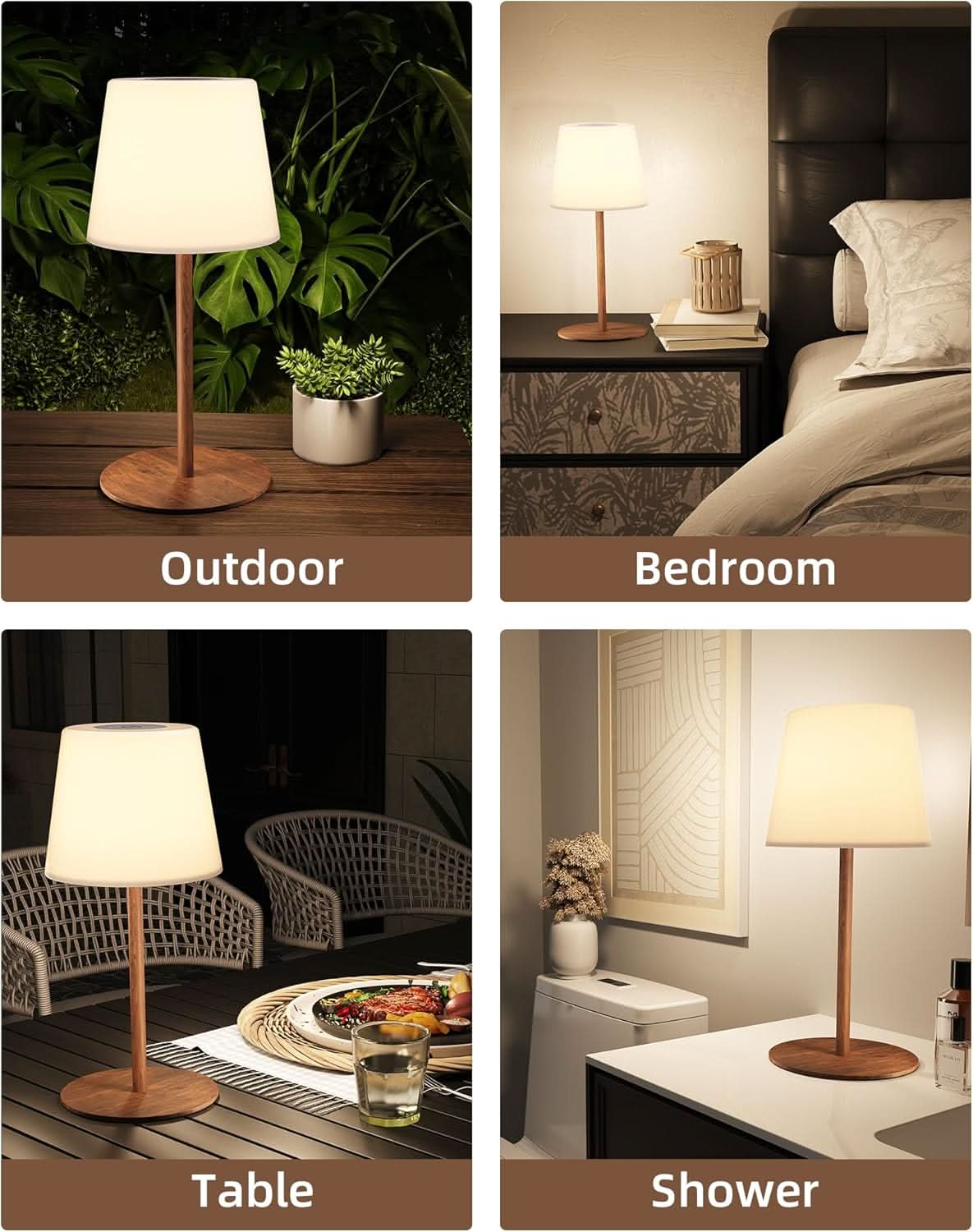 EZVALO Waterproof Outdoor Battery Operated Cordless Table Lamp - Perfect for Patio, Garden, Camping & Emergency Lighting