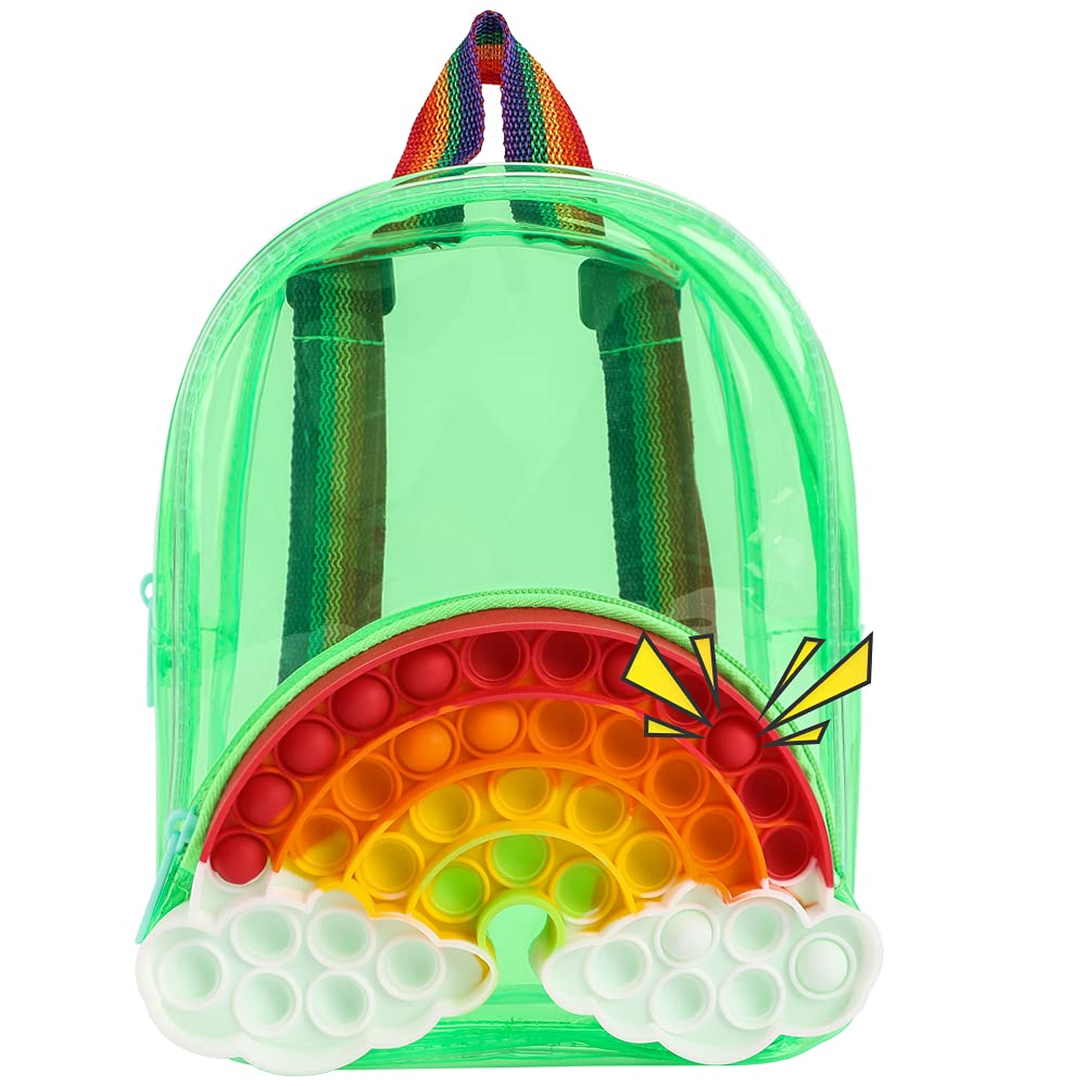 CarJoy Pop Fidget Backpack for Kids - Rainbow Bubble Sensory Toy for Stress Relief, Toddler Backpack for Boys & Girls, Kindergarten School Bag with Fun Fidget Design (Green) - Perfect for School, Travel & Sensory Play Therapy