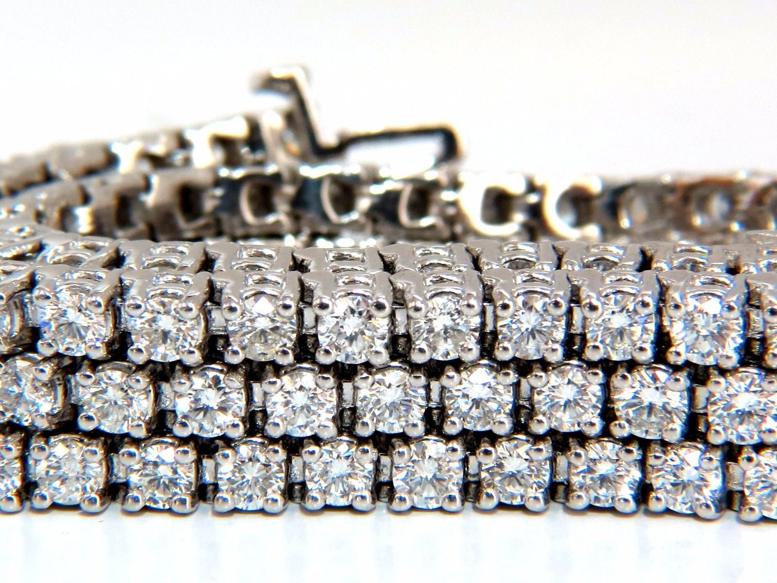 12.32ct Natural Diamond Tennis Bracelet - 14kt White Gold, G/VS Clarity, Three Rows, 7 Inch, Brilliant Cut | Perfect for Weddings, Anniversaries & Special Occasions