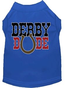 Derby Dude Screen Print Dog Shirt - Colorful Pet Apparel for Small & Medium Dogs - Perfect for Derby Parties & Pet Costume Events