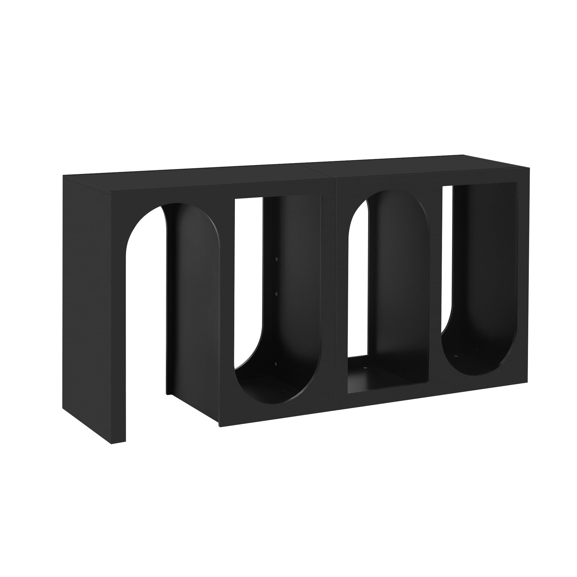 Modern Entryway Console Table with Open Storage Shelves - Free-Combination Hallway Foyer Sofa Table for Living Room, Bedroom & Office (Black) - Perfect for Small Spaces & Home Decor