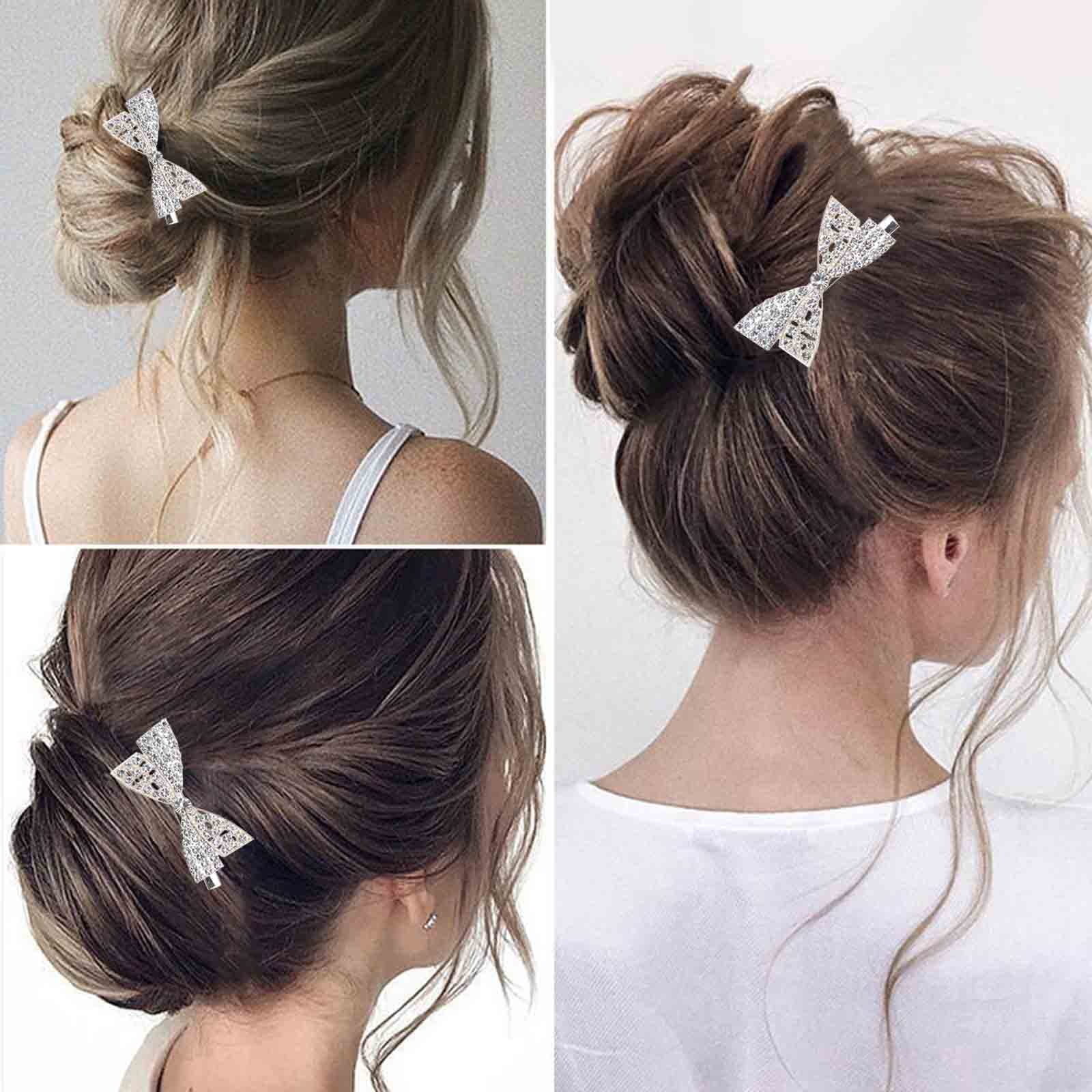Bohemian Crystal Wedding Hair Barrette Clips - Sparkly Rhinestone Floral Hair Accessories for Brides, Bridal Party & Special Occasions | Elegant Hair Jewelry for Weddings, Prom & Formal Events
