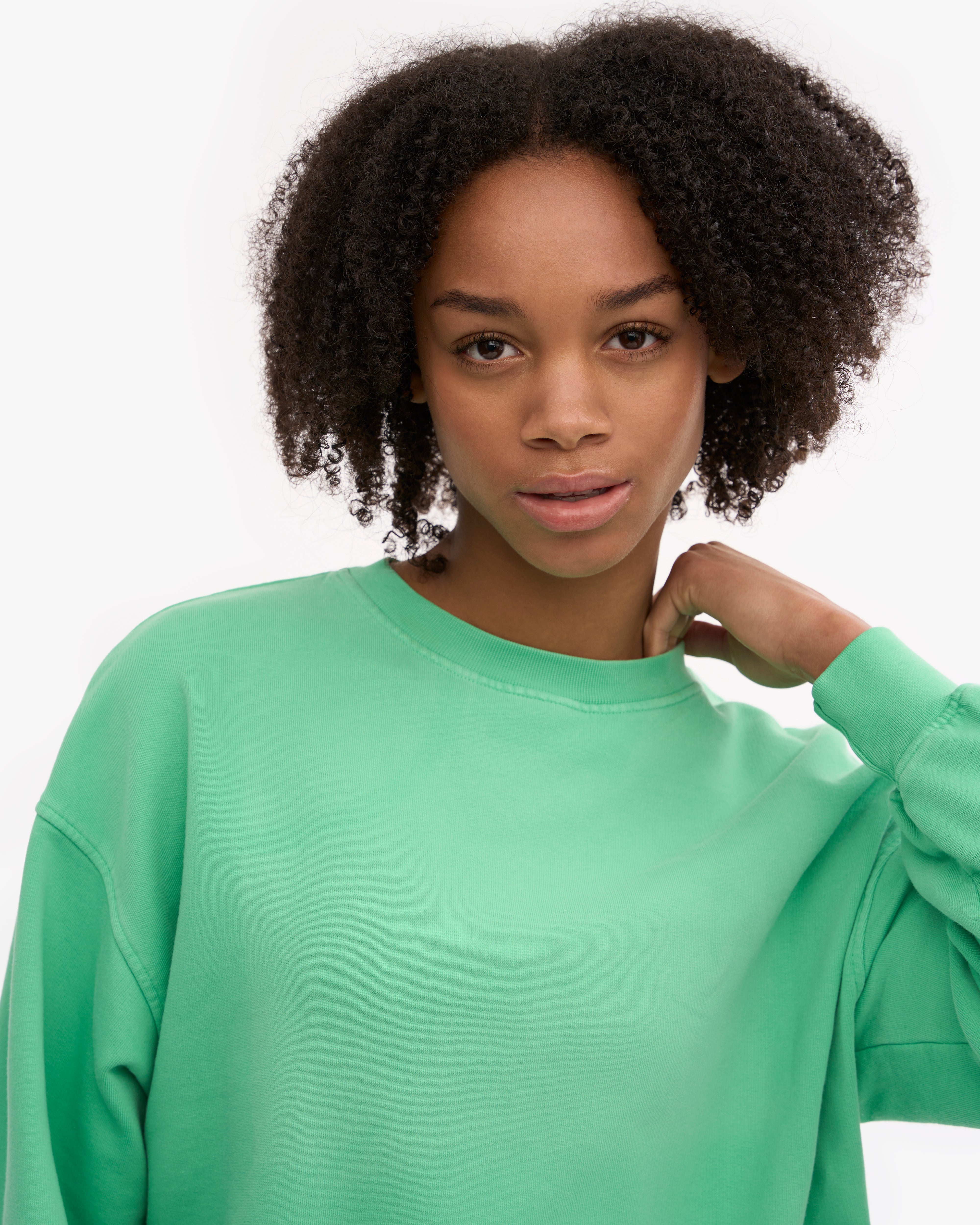 Organic Oversized Crewneck Sweatshirt for Women - Soft & Comfortable Spring Green Pullover - Perfect for Casual Wear, Lounge & Outdoor Activities