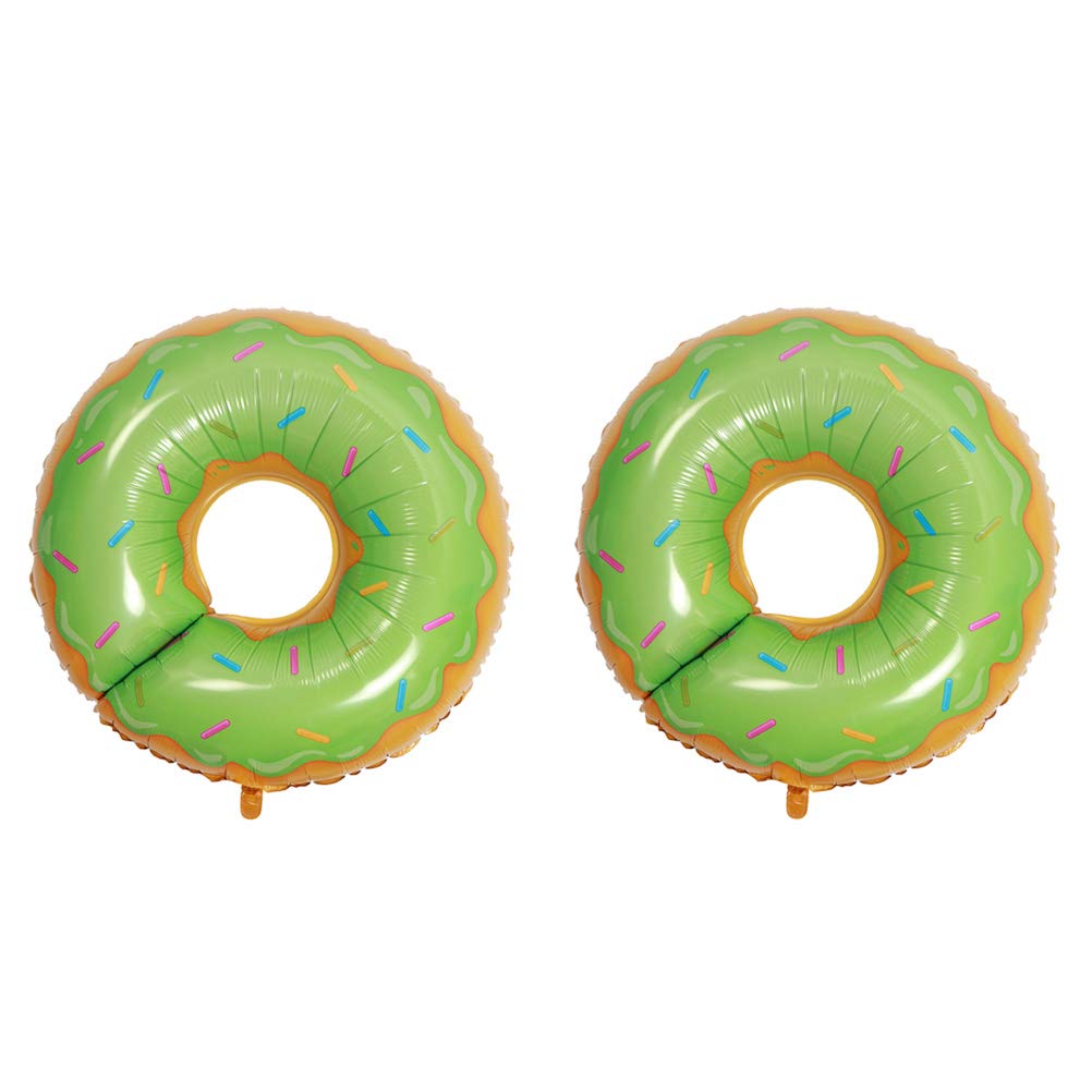 TENDYCOCO 2-Pack Green Doughnut Balloons - Foil Mylar Balloons for Birthday, Wedding, Baby Shower & Party Decorations - Perfect for Indoor & Outdoor Celebrations