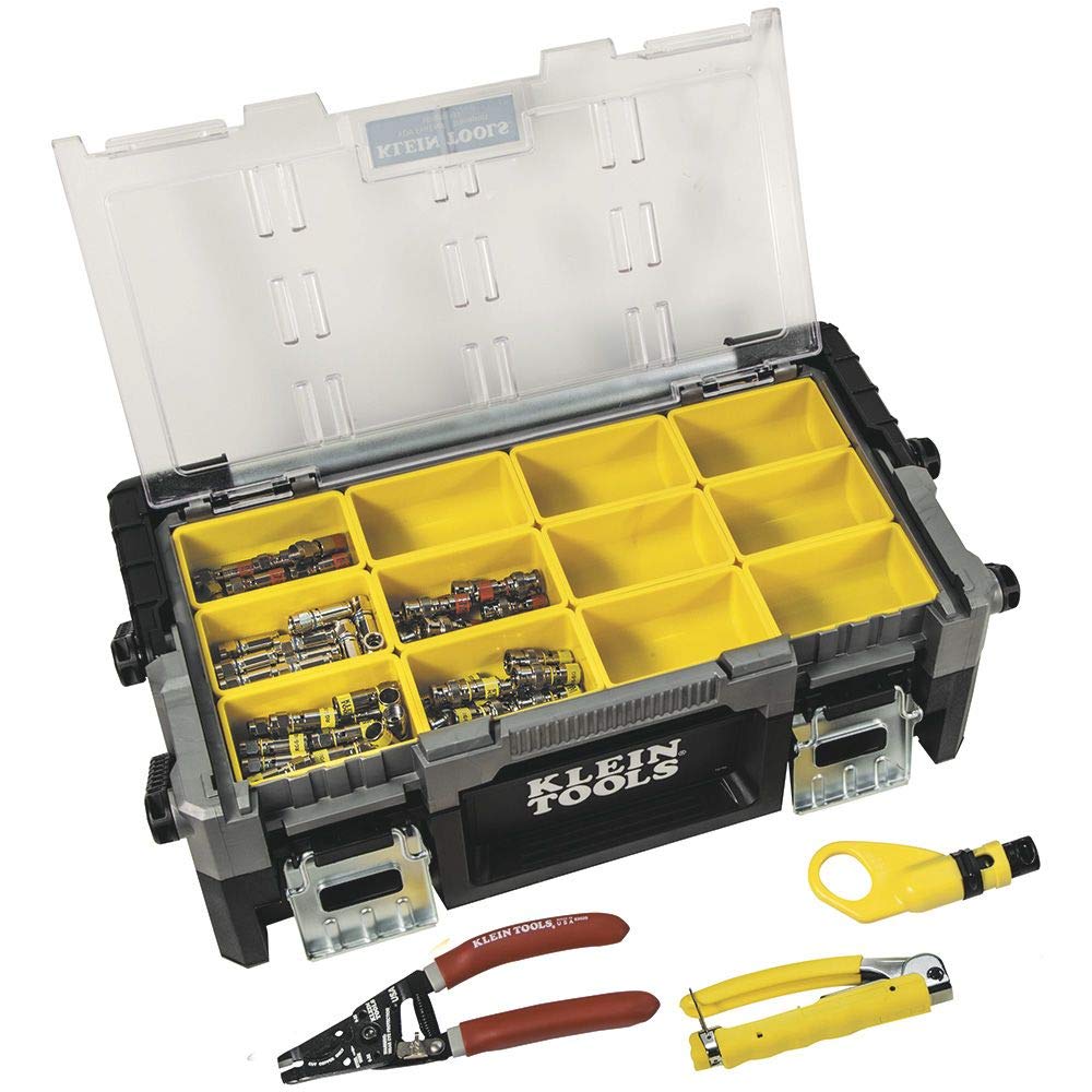 **Klein Tools VDV011-832 ProTech Coaxial Cable Installation Kit - Complete Set for Coaxial Cable Termination, Stripping & Compression - Ideal for Home Theater, CCTV & Satellite TV Setup**