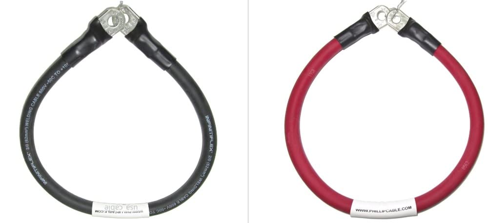 2/0 AWG Pure Copper Battery Cable Set (Red + Black) - 5/16