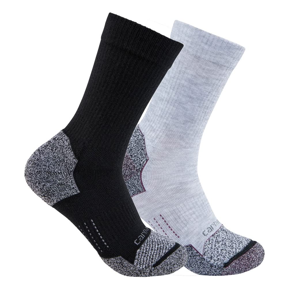 Carhartt Women's Force Midweight Work Socks 2-Pack - Durable Cotton Blend for Construction, Hiking & Outdoor Activities