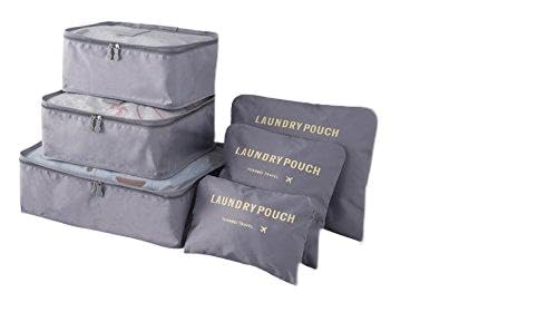 6-Piece Travel Packing Cubes Set - Waterproof Luggage Organizers with Compression for Clothes & Accessories (Gray) - Perfect for Suitcase Organization, Business Trips & Vacation Packing
